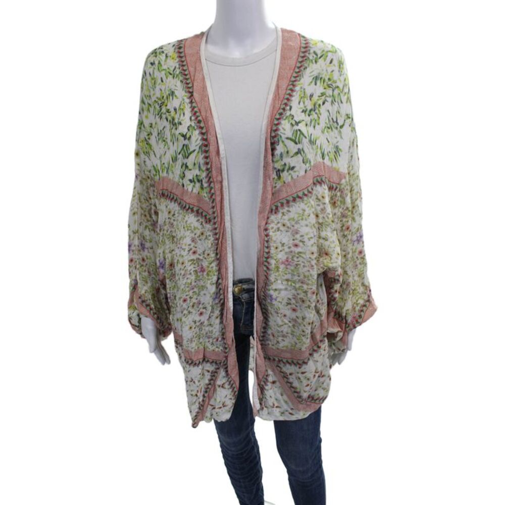 The Line Womens Multicolor Viscose Floral Cardigan Long Sleeve Size One Size